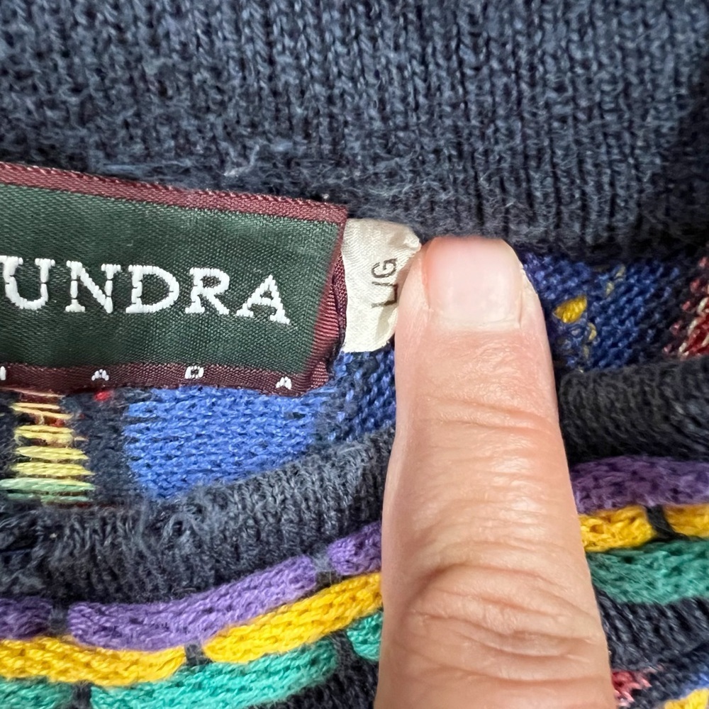 Tundra Canada Mens Vintage 90s Y2K 3D Colorful Knit Long Sleeve Sweater Size L - Picture 6 of 11